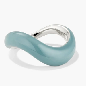 Dôme Figure Ring Sterling Silver, Denim Enamel