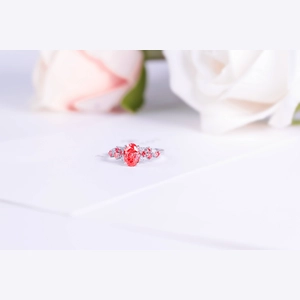 Red Oval Diamond Ring