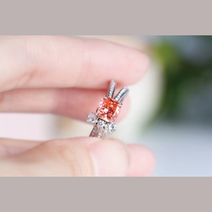 Red Cushion Diamond Ring