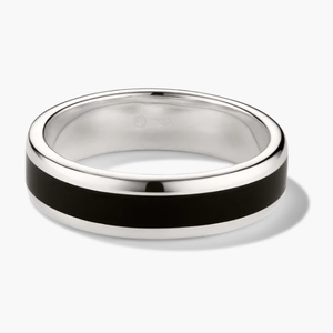 Meridian Ring Sterling Silver, Black Enamel