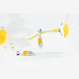 Yellow Radiant Diamond Earings