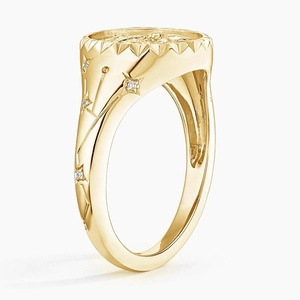 Gemini Zodiac Diamond Signet Ring