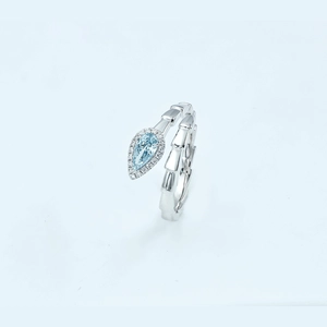 Snake Tail Pear Blue Diamond Ring