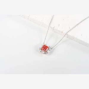 Red Cushion Diamond Necklace