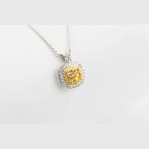 Yellow Cushion Diamond Necklace