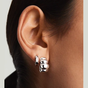 Puffy Charlotte Hoops Sterling Silver