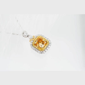 Yellow Cushion Diamond Necklace