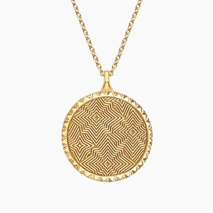 14K Yellow GoldSnake Diamond Medallion