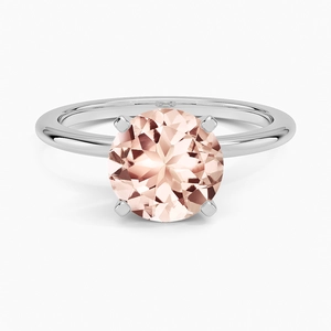 Morganite Four-Prong Comfort Fit 1.5mm RingSet with 8mm Peach Round Morganite