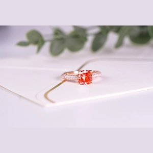 Red Cushion Diamond Ring