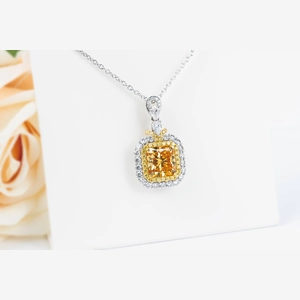 Yellow Cushion Diamond Necklace