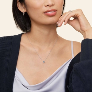 SilverFloating Solitaire Aquamarine Pendant