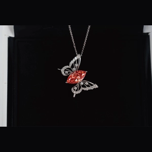 Red Marquise Diamond Necklace