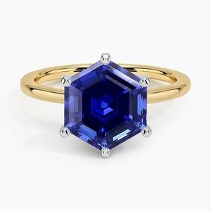 18K Yellow GoldPetite Comfort Fit Six-Prong Lab Sapphire Ring