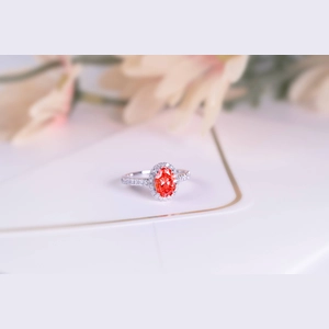 Red Oval Diamond Ring