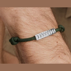 Colosseum Cord Bracelet Sterling Silver, Green and Black Cord