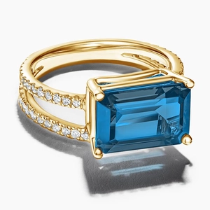 Revelry London Blue Topaz and Diamond Cocktail Ring