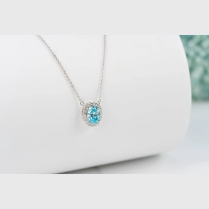 Blue Oval Diamond Ring