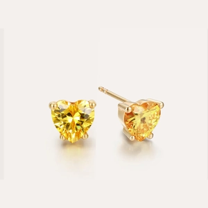 Solitaire Heart Cut Diamond Stud Earring, 1ct