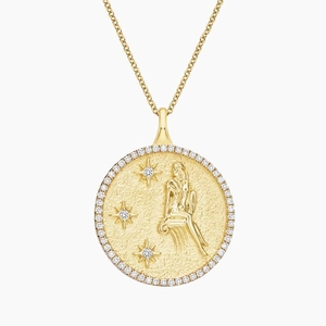 14K Yellow GoldLuxe Virgo Zodiac Pavé Pendant