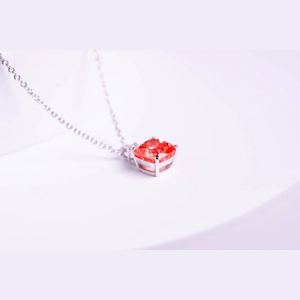 Red Cushion Diamond Necklace