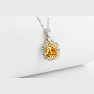 Yellow Cushion Diamond Necklace