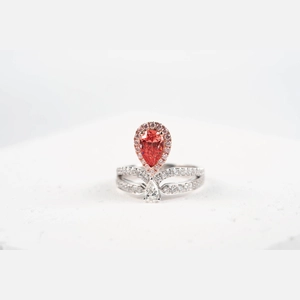 Red Pear Diamond Ring