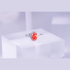 Red Oval Diamond Ring