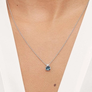 SilverFloating Solitaire London Blue Topaz Pendant