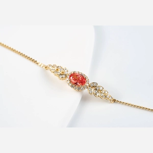 Red Oval Diamond Bracelet