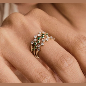 Ziggy Ring Lab Grown Emerald, 14k Yellow Gold