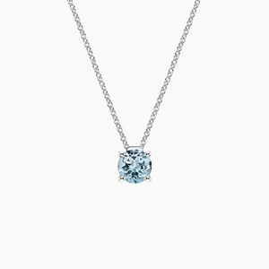 SilverFloating Solitaire Aquamarine Pendant