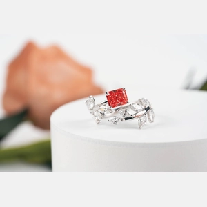 Red Radiant Diamond Ring