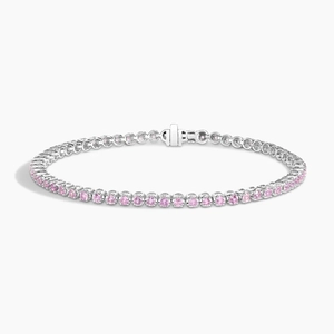 14K White GoldPink Sapphire Tennis Bracelet