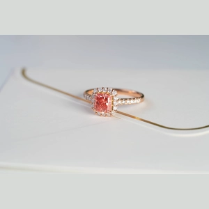 Red Radiant Diamond Ring