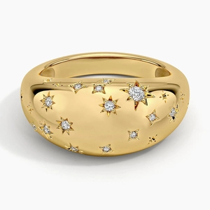 Aquarius Zodiac Constellation Diamond Dome Ring