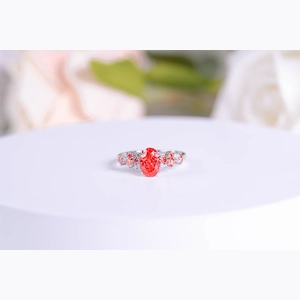 Red Oval Diamond Ring