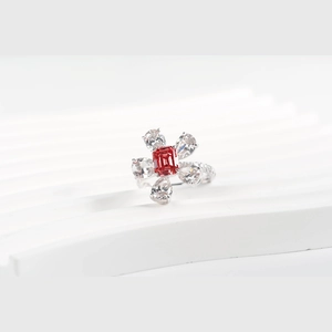 Red Radiant Diamond Ring