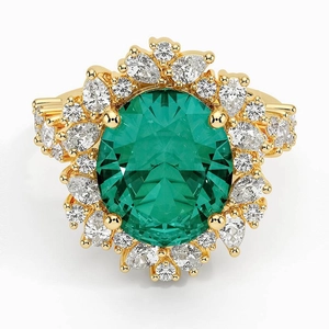 Olivetta Lab Emerald and Diamond Cocktail Ring