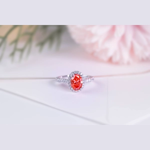 Red Oval Diamond Ring