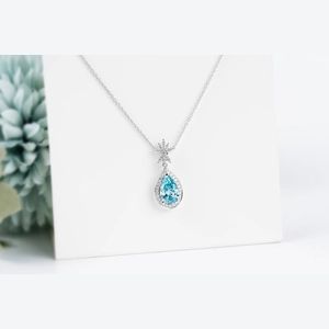Blue Pear Diamond Necklace