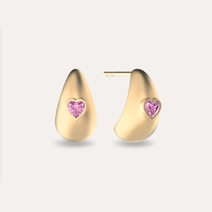 Heart Gemstone Dome Earring