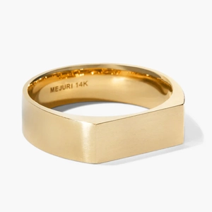 Slim Rectangular Signet Ring Brushed Gold