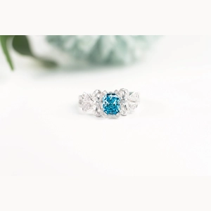 Blue Radiant Diamon Ring