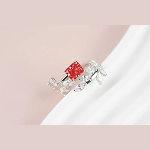 Red Radiant Diamond Ring