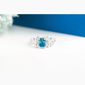 Blue Radiant Diamon Ring
