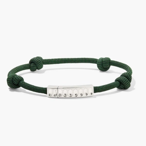 Colosseum Cord Bracelet Sterling Silver, Green and Black Cord