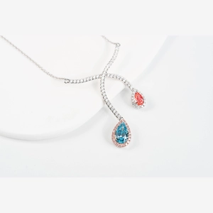 Red and Blue Pear Diamond Necklace