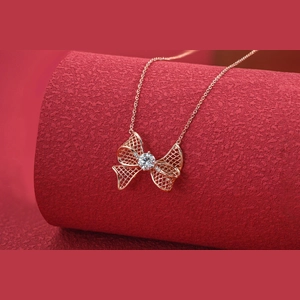 Butterfly Round Diamond Necklace
