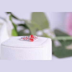 Red Oval Diamond Ring